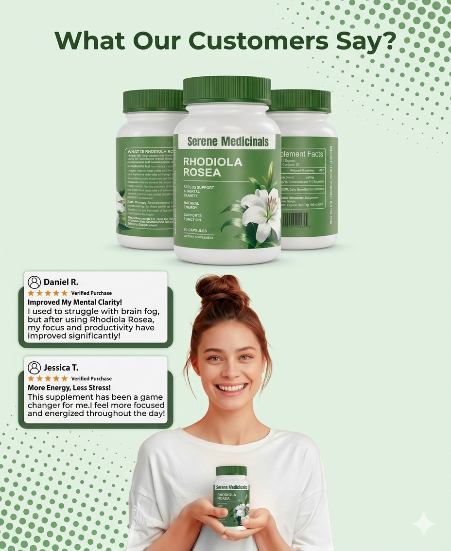 Rhodiola Rosea Golden Root Adaptogen Capsules  - for Stress Support, Gut Health, And Anxiety